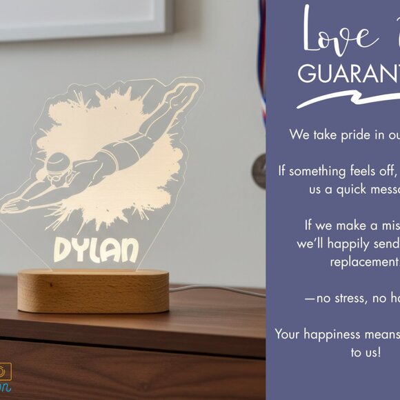 Custom Swimming LED Night Light – Sporty Decor for Swim Fans - Picture 5 of 7